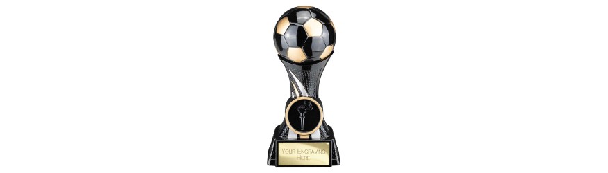 ATTACK STRIKE BLACK FOOTBALL RESIN TROPHY - 3 SIZES 13CM - 18CM ATTACK STRIKE BLACK FOOTBALL RESIN TROPHY - 3 SIZES 13CM - 18CM